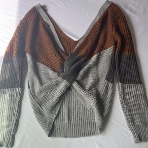 Multi color cropped knit sweater
